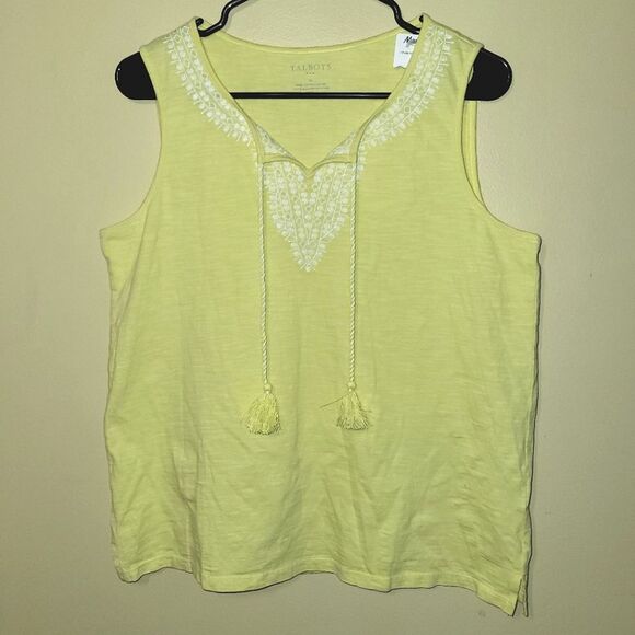 New Talbots Yellow Embroidered Sleeveless Top Medium - Picture 2 of 9